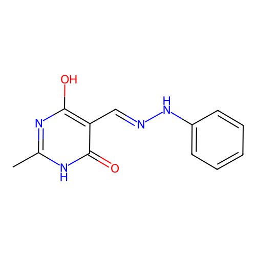 4-hydroxy-2-methyl-5-[(phenylhydrazinylidene)methyl]-1H-pyrimidin-6-one structure