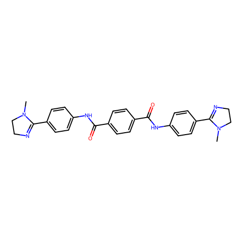 N(1),N(4)-Bis(4-(1-methyl-4,5-dihydro-1H-imidazol-2-yl)phenyl)terephthalamide structure