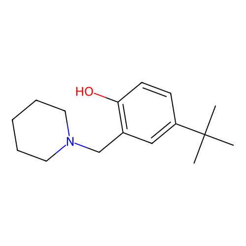 Phenol, 4-(1,1-dimethylethyl)-2-(1-piperidinylmethyl)- structure