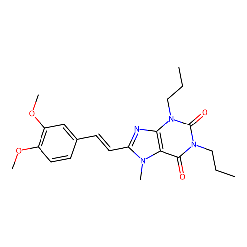 (E)-8-(3,4-Dimethoxystyryl)-7-methyl-1,3-dipropylxanthine structure