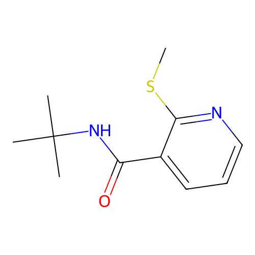 N-tert-butyl-2-(methylsulfanyl)pyridine-3-carboxamide structure