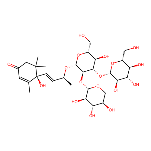 Vomifoliol 9-O-glucopyranosyl-4-O-xylopyranosyl-6-O-glucopyranoside structure