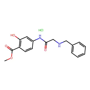 Salicylic acid, 4-(2-(benzylamino)acetamido)-, methyl ester, monohydrochloride structure