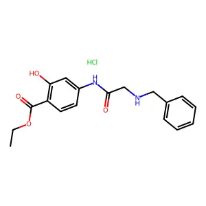 Salicylic acid, 4-(2-(benzylamino)acetamido)-, ethyl ester, monohydrochloride structure