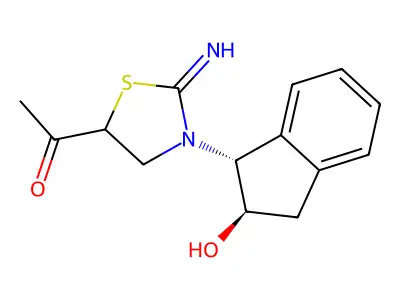 2-Thiazolidinimine, 3-acetyl-N-(2,3-dihydro-2-hydroxy-1H-inden-1-yl)-, trans- structure