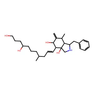 1-benzyl-4-(8,11-dihydroxy-4-methylundec-1-enyl)-7-methyl-6-methylidene-2,3,4,5,7,7a-hexahydro-1H-isoindole-3a,5-diol structure
