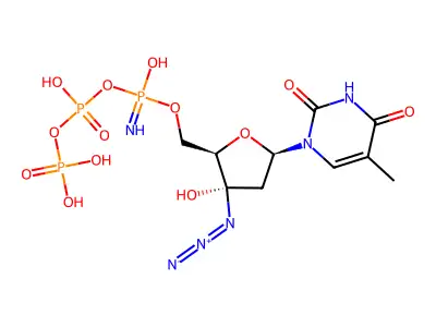3'-Azido-3'-deoxythymidine 5'-(beta,gamma-imido)triphosphate structure