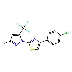 4-(4-chlorophenyl)-2-[3-methyl-5-(trifluoromethyl)-1H-pyrazol-1-yl]-1,3-thiazole structure