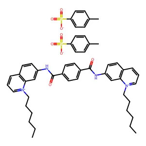 Quinolinium, 6,6'-(terephthaloyldiimino)bis(1-hexyl-, di-p-toluenesulfonate structure