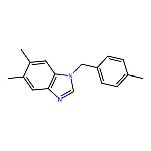 5,6-dimethyl-1-((4-methylphenyl)methyl)-1H-1,3-benzodiazole structure