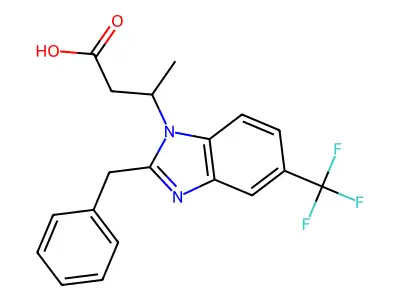 beta-Methyl-2-(phenylmethyl)-5-(trifluoromethyl)-1H-benzimidazole-1-propanoic acid structure