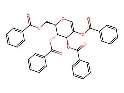 1,5-Anhydro-2,3,4,6-tetra-O-benzoyl-D-arabino-hex-1-enitol structure