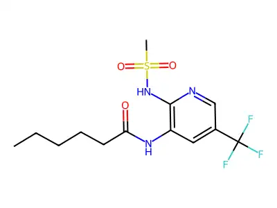 Hexanamide, N-(2-((methylsulfonyl)amino)-5-(trifluoromethyl)-3-pyridinyl)- structure
