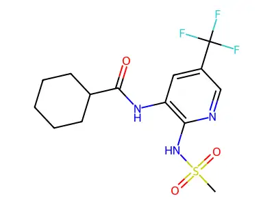 Cyclohexanecarboxamide, N-(2-((methylsulfonyl)amino)-5-(trifluoromethyl)-3-pyridinyl)- structure