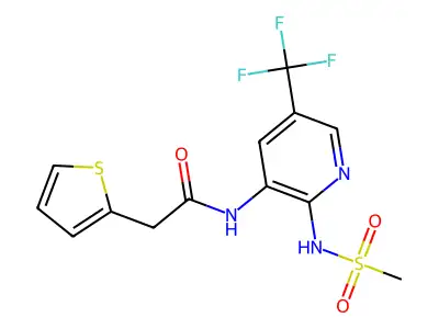 2-Thiopheneacetamide, N-(2-((methylsulfonyl)amino)-5-(trifluoromethyl)-3-pyridinyl)- structure