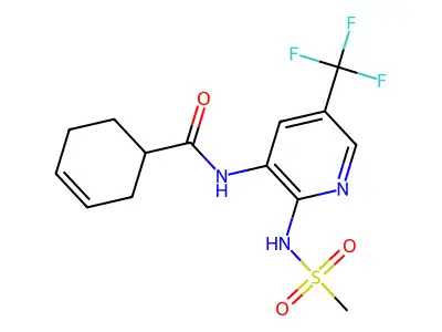 N-(2-((Methylsulfonyl)amino)-5-(trifluoromethyl)-3-pyridinyl)-3-cyclohexene-1-carboxamide structure