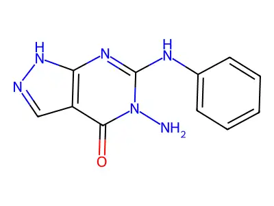 4H-Pyrazolo(3,4-d)pyrimidin-4-one, 1,5-dihydro-5-amino-6-(phenylamino)- structure