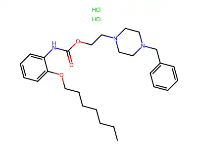 Carbamic acid, (2-(heptyloxy)phenyl)-, 2-(4-(phenylmethyl)-1-piperazinyl)ethyl ester, dihydrochloride structure