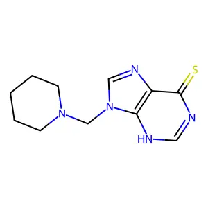 9H-Purine-6(1H)-thione, 9-(piperidinomethyl)- structure