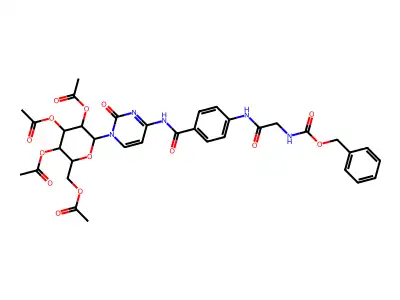[3,4,5-triacetyloxy-6-[2-oxo-4-[[4-[[2-(phenylmethoxycarbonylamino)acetyl]amino]benzoyl]amino]pyrimidin-1-yl]oxan-2-yl]methyl acetate structure