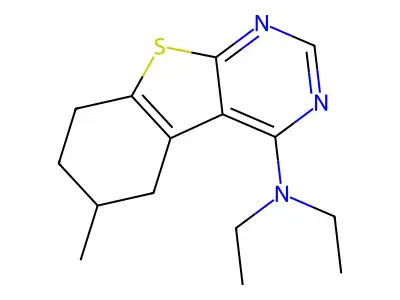 N,N-diethyl-6-methyl-5,6,7,8-tetrahydro[1]benzothieno[2,3-d]pyrimidin-4-amine structure