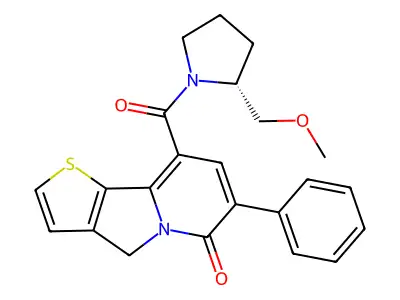 Pyrrolidine, 1-((4,6-dihydro-6-oxo-7-phenylthieno(2,3-a)indolizin-9-yl)carbonyl)-2-(methoxymethyl)-, (R)- structure
