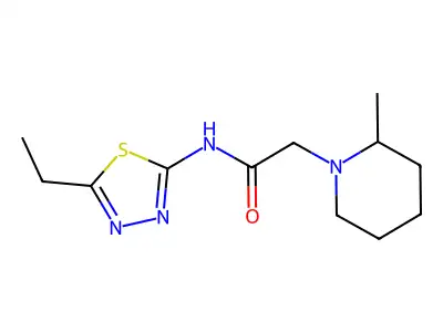N-(5-Ethyl-1,3,4-thiadiazol-2-yl)-2-(2-methylpiperidin-1-yl)ethanimidic acid structure