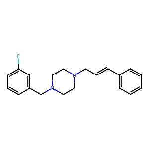 1-[(3-fluorophenyl)methyl]-4-[(E)-3-phenylprop-2-enyl]piperazine structure