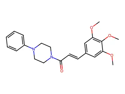 (2E)-1-(4-phenylpiperazinyl)-3-(3,4,5-trimethoxyphenyl)prop-2-en-1-one structure