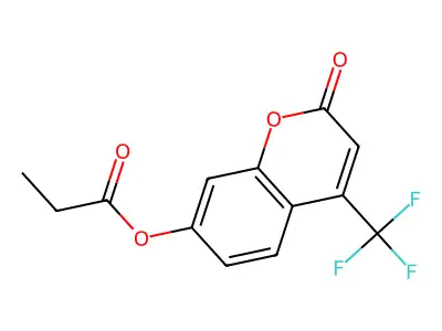 2H-1-Benzopyran-2-one, 7-(1-oxopropoxy)-4-(trifluoromethyl)- structure