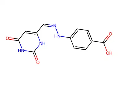 4-[2-[(2,4-dioxo-1H-pyrimidin-6-yl)methylidene]hydrazinyl]benzoic acid structure