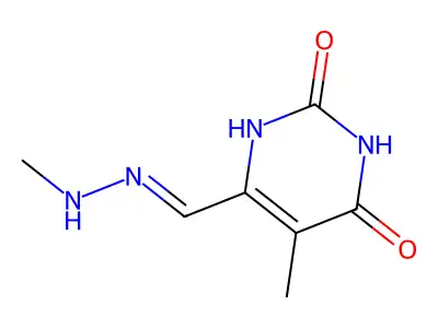 5-methyl-6-[(methylhydrazinylidene)methyl]-1H-pyrimidine-2,4-dione structure