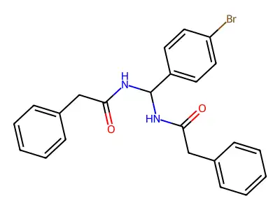 N-[(4-bromophenyl)(2-phenylacetamido)methyl]-2-phenylacetamide structure