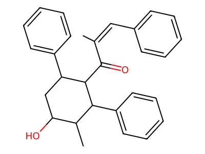 2-Propen-1-one,1-(4-hydroxy-3-methyl-2,6-diphenylcyclohexyl)-2-methyl-3-phenyl- structure