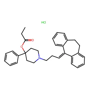 4-Piperidinol, 1-(3-(10,11-dihydro-5H-dibenzo(a,d)cyclohepten-5-ylidene)propyl)-4-phenyl-, propionate, hydrochloride structure