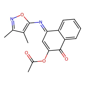2-Acetyl-N-(3,4-dimethyl-5-isoxazolyl)-1,4-naphthoquinone imine structure