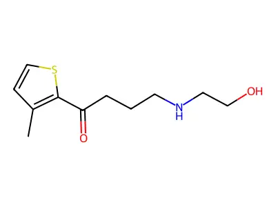 1-Butanone, 4-((2-hydroxyethyl)amino)-1-(3-methyl-2-thienyl)- structure