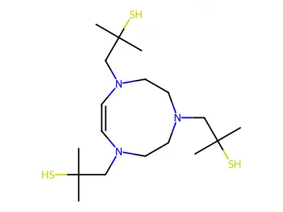 N,N',N''-tris(2-methyl-(2-propanethiol))-1,4,7-triazacyclononane structure