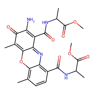 methyl 2-[[8-amino-9-[(1-methoxy-1-oxopropan-2-yl)carbamoyl]-4,6-dimethyl-7-oxophenoxazine-1-carbonyl]amino]propanoate structure