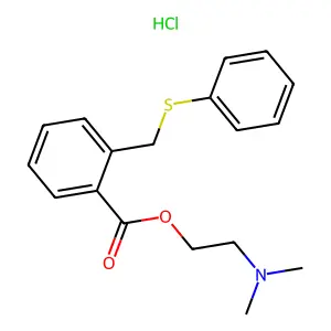 o-Toluic acid, alpha-(phenylthio)-, 2-(dimethylamino)ethyl ester, hydrochloride structure