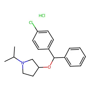 Pyrrolidine, 3-(p-chloro-alpha-phenylbenzyloxy)-1-isopropyl-, hydrochloride structure
