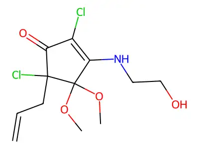 2,5-Dichloro-4,4-dimethoxy-3-((2-hydroxyethyl)amino)-5-(2-propenyl)-2-cyclopenten-1-one structure
