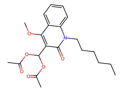 2(1H)-Quinolinone, 3-[bis(acetyloxy)methyl]-1-hexyl-4-methoxy- structure