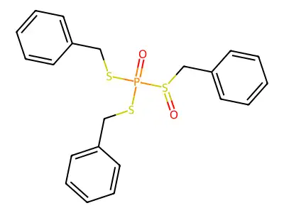 Phosphonodithioic acid, ((phenylmethyl)sulfinyl)-, S,S-bis(phenylmethyl) ester structure