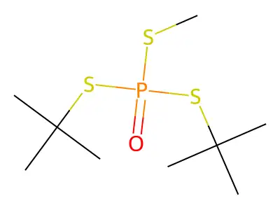 Phosphorotrithioic acid, S,S-bis(1,1-dimethylethyl) S-methyl ester structure