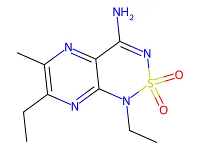Pyrazino(2,3-c)(1,2,6)thiadiazin-4-amine, 1,7-diethyl-6-methyl-, 2,2-dioxide structure