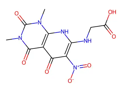 Glycine, N-(1,2,3,4,5,8-hexahydro-1,3-dimethyl-6-nitro-2,4,5-trioxopyrido(2,3-d)pyrimidin-7-yl)- structure