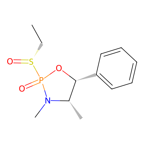 1,3,2-Oxazaphospholidine, 2-(ethylsulfinyl)-3,4-dimethyl-5-phenyl-, 2-oxide, (2R-(2alpha(S*),4alpha,5alpha))- structure