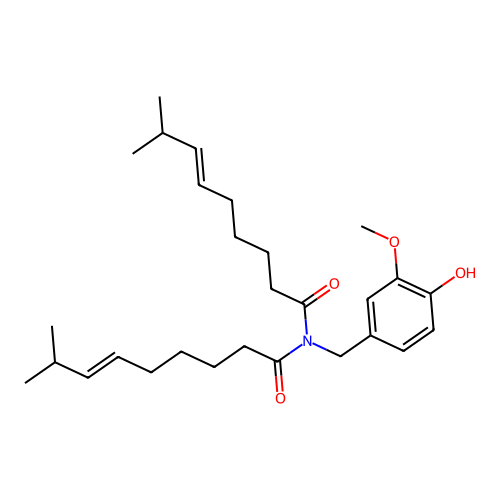 (6Z)-N-[(4-hydroxy-3-methoxyphenyl)methyl]-8-methyl-N-[(6Z)-8-methylnon-6-enoyl]non-6-enamide structure