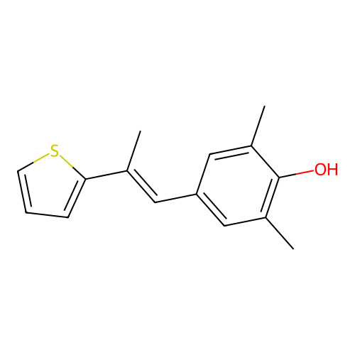 2,6-Dimethyl-4-(2-methyl-2-(2-thienyl)ethenyl)phenol structure